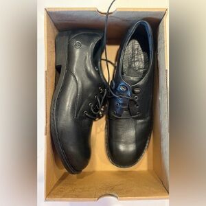 New Born Women’s Miranda Black Leather Lace Up Oxfords